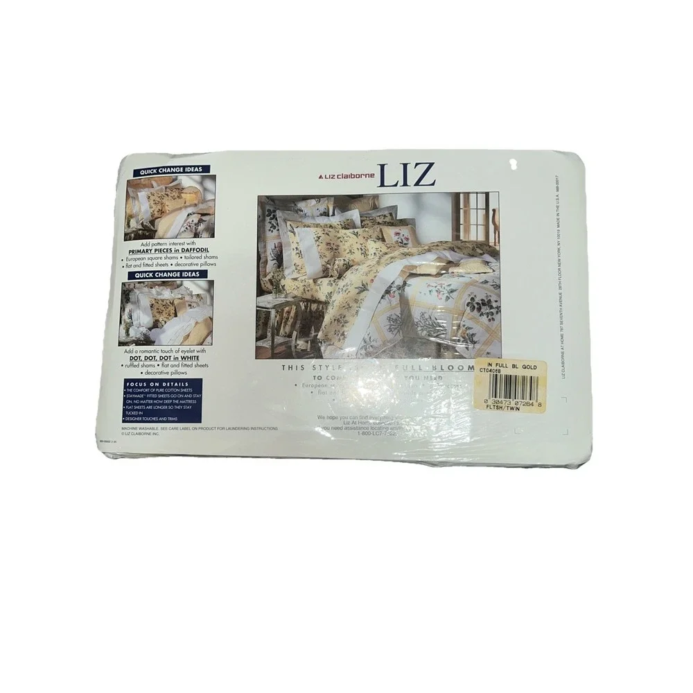 Vintage Liz Claiborne Home In Full Bloom Twin Size Flat Sheet‎ New Sealed Cotton